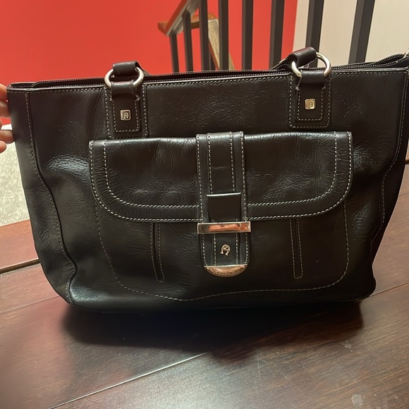 Etienne Aigner Handbags - Vintage Etienne Aigner Black Leather Structured Satchel Handbag